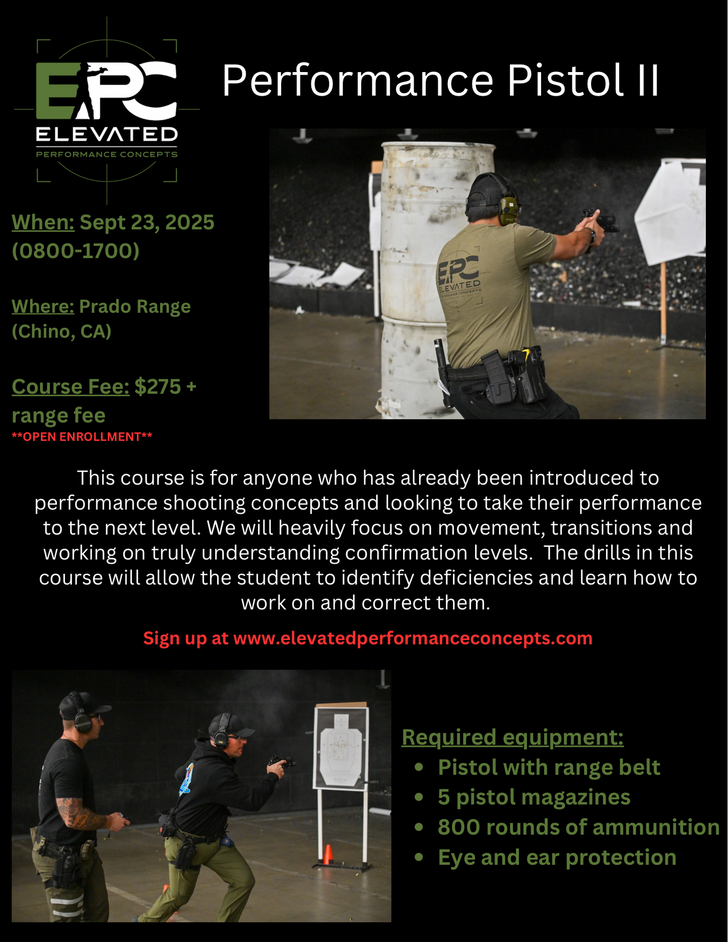 Performance Pistol II - September 23rd, 2025 @ Prado Range ***OPEN ENROLLMENT***