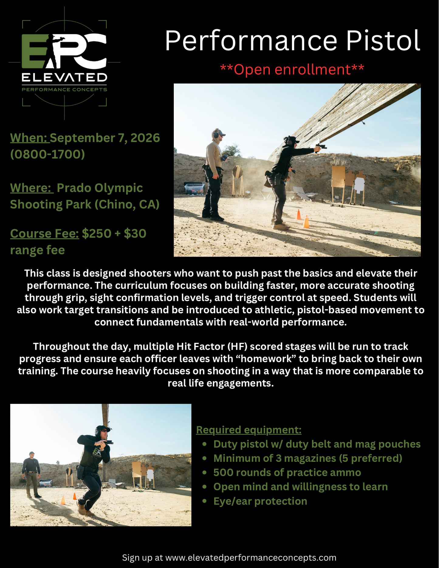Performance Pistol 1 - 9/7/26 @ Prado Range ***OPEN ENROLLMENT***