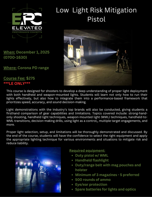 Low Light Risk Mitigation (PISTOL) - December 1, 2025 @ Corona PD ***LE ONLY***