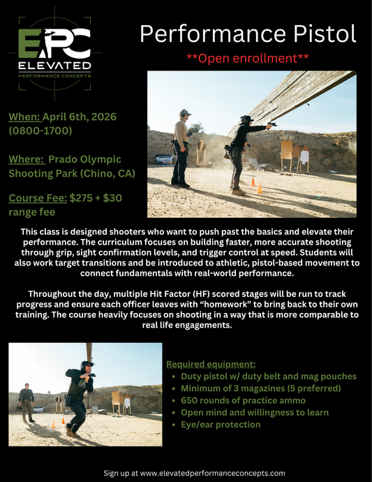 Performance Pistol 1 - 4/6/26 @ Prado Range ***OPEN ENROLLMENT***