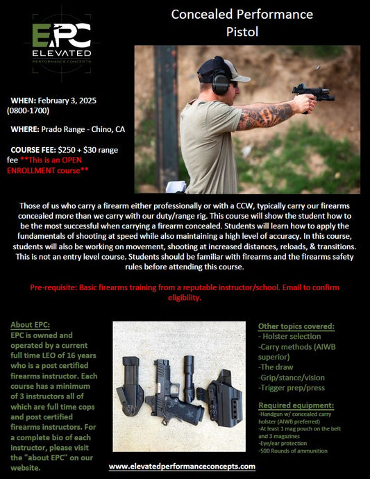 Performance Pistol (concealed) 2/3/25 ****Open enrollment****