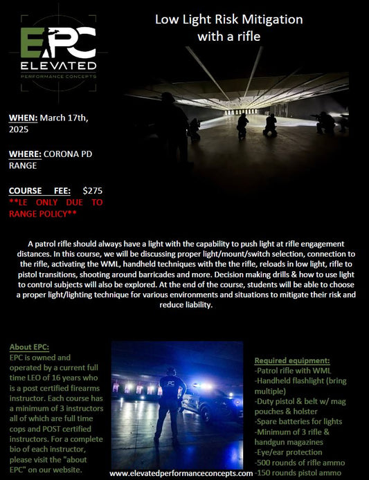 Low Light Risk Mitigation (Rifle) ***LE ONLY** @ Corona PD 3/17/25